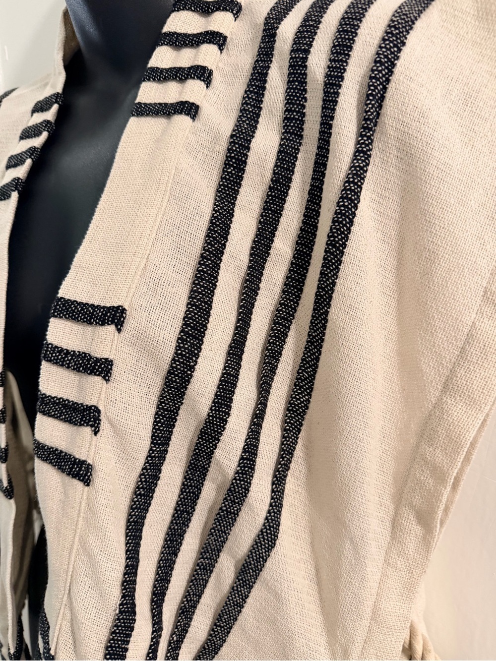 Pilcro Cream and Black Striped poncho - Picture 3 of 7